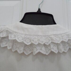 Vintage, Cotton Poplin Lace Blouse Button Down , long sleeve